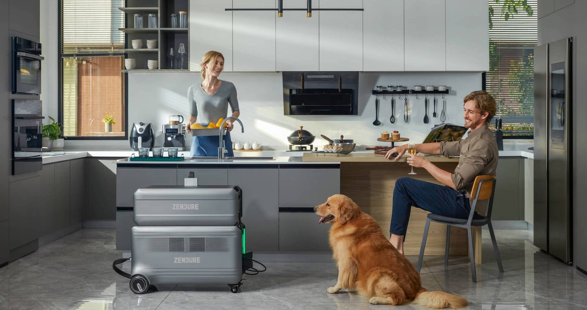 Zendure batteriløsning i et moderne kjøkken